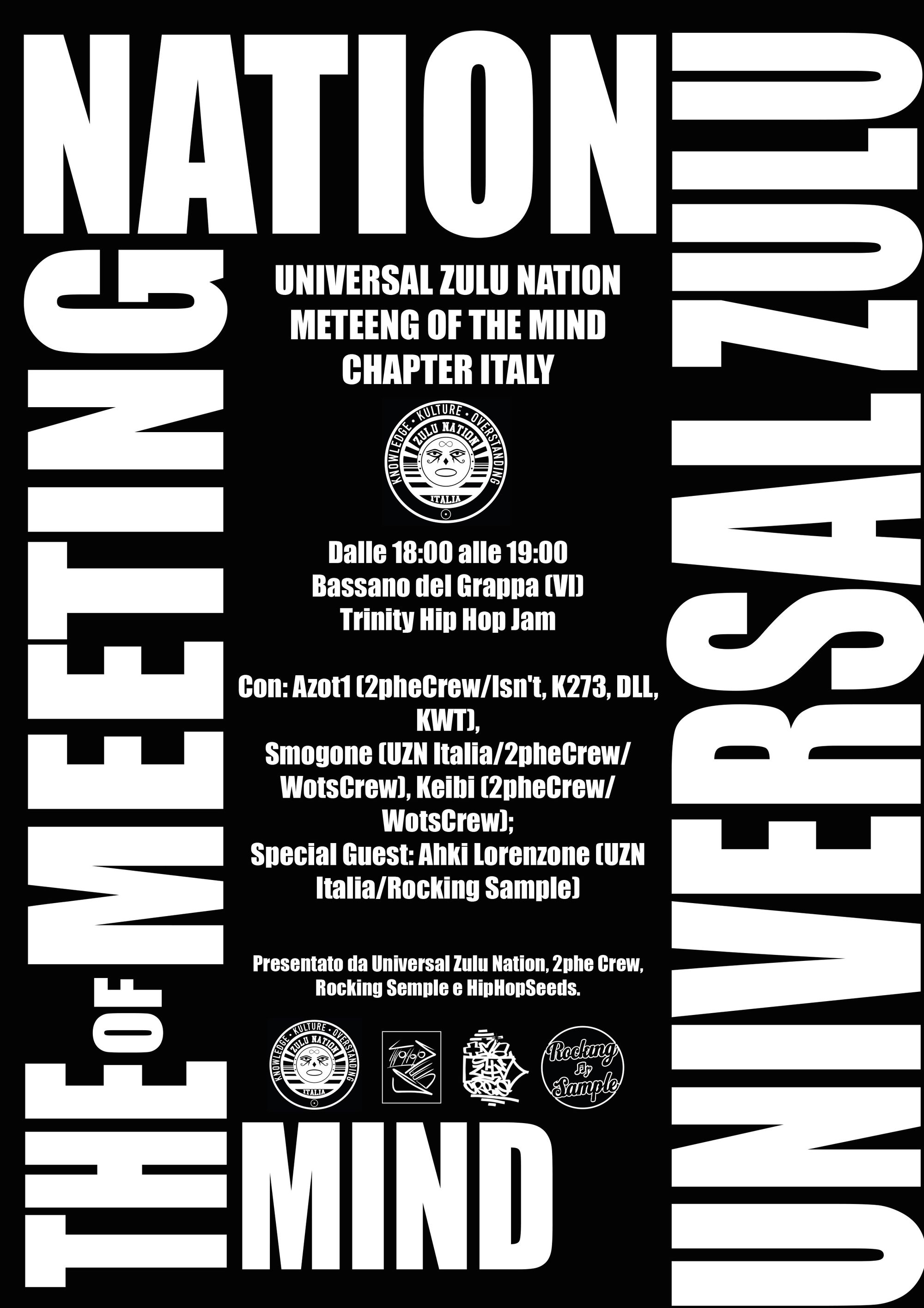 Trinity Hip Hop Jam + Universal Zulu Nation Meeting of the Mind -17 Settembre- Bassano del Grappa