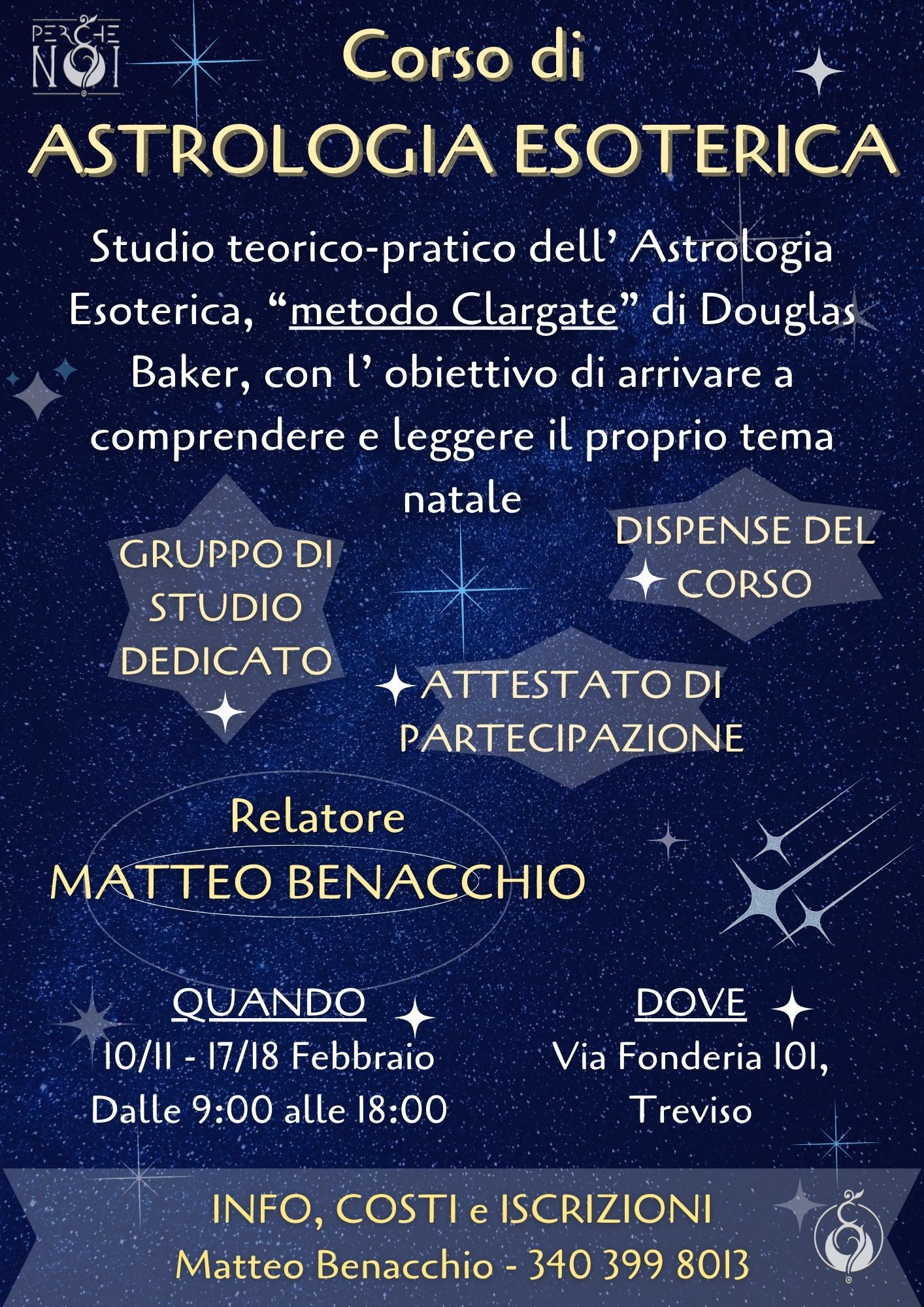 Corso: Astrologia Esoterica, 2 weekend -10/11 febbraio 17/18 febbraio- Treviso (TV)
